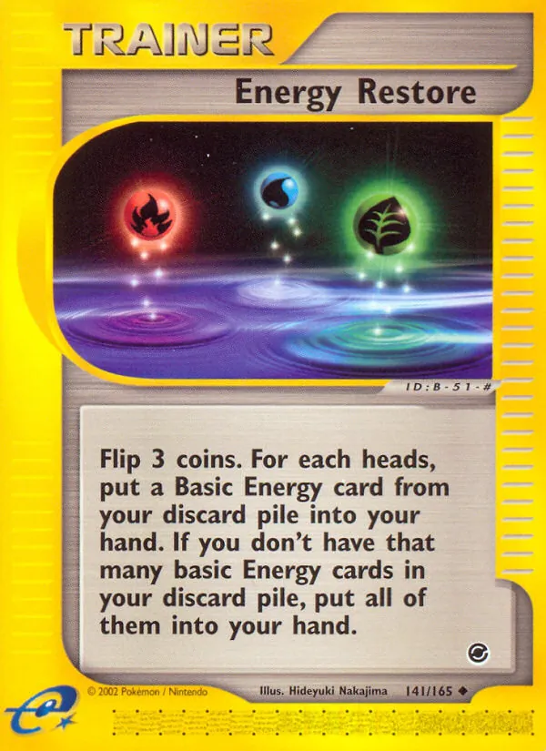 Carta Energy Restore, número 141/165 da coleção Expedition Base Set