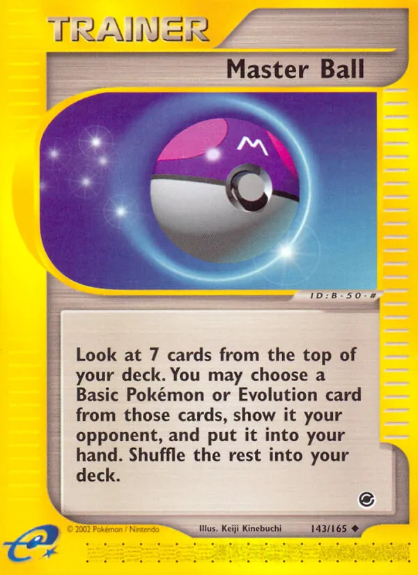 Carta Master Ball, número 143/165 da coleção Expedition Base Set