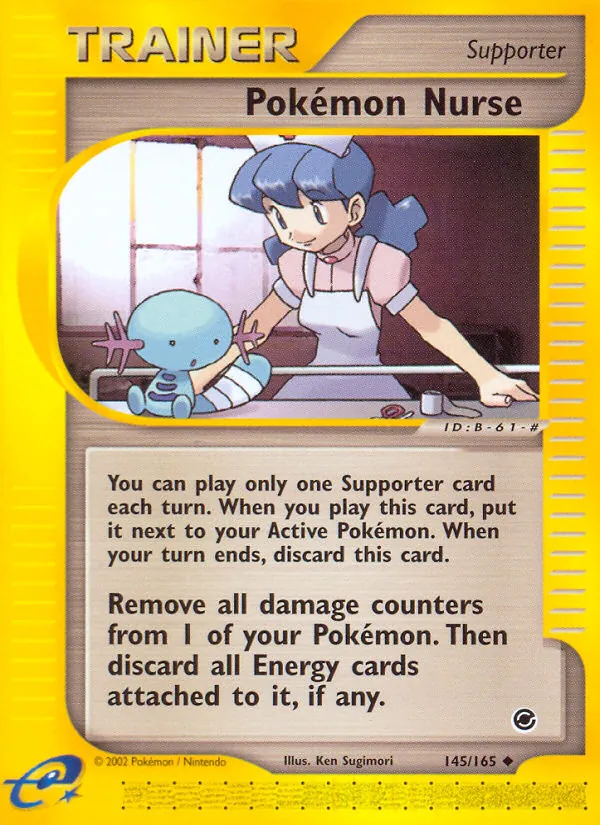 Carta Pokémon Nurse, número 145/165 da coleção Expedition Base Set
