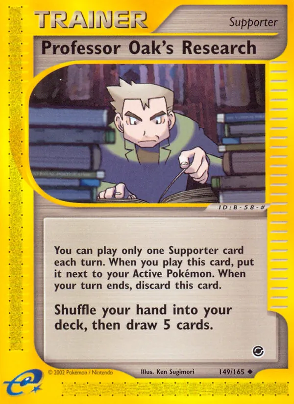 Carta Professor Oak's Research, número 149/165 da coleção Expedition Base Set