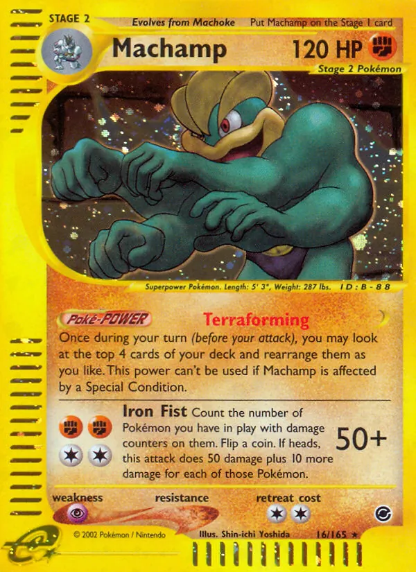 Carta Machamp, número 16/165 da coleção Expedition Base Set