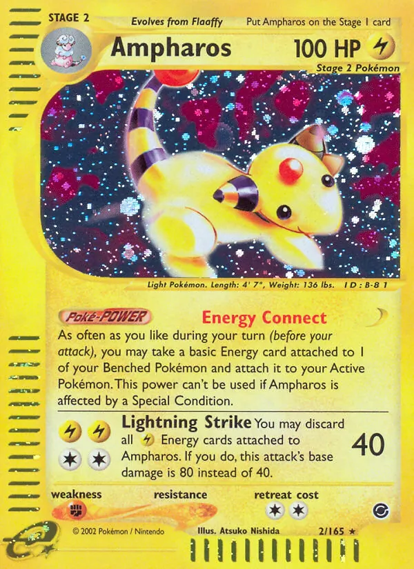 Carta Ampharos, número 2/165 da coleção Expedition Base Set