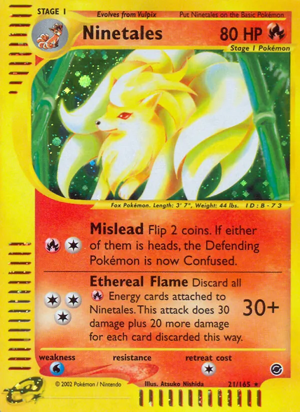 Carta Ninetales, número 21/165 da coleção Expedition Base Set