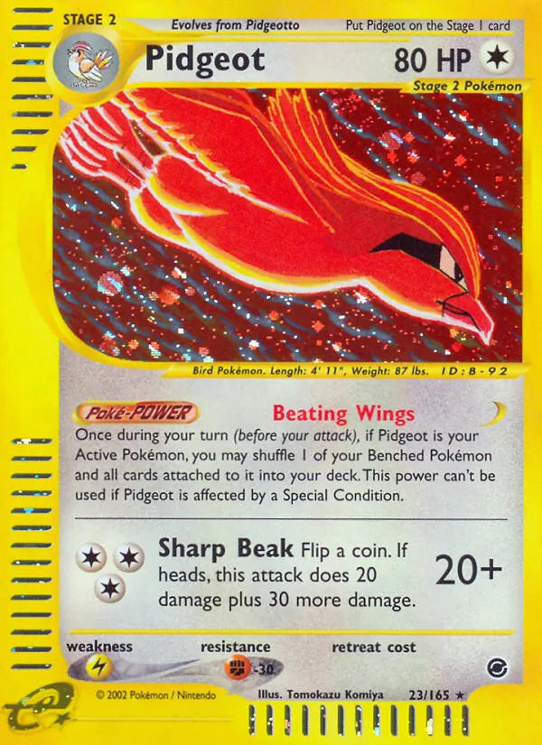 Carta Pidgeot, número 23/165 da coleção Expedition Base Set