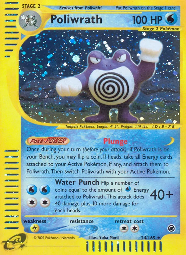 Carta Poliwrath, número 24/165 da coleção Expedition Base Set
