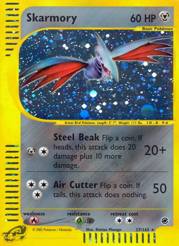 Carta Skarmory, número 27/165 da coleção Expedition Base Set