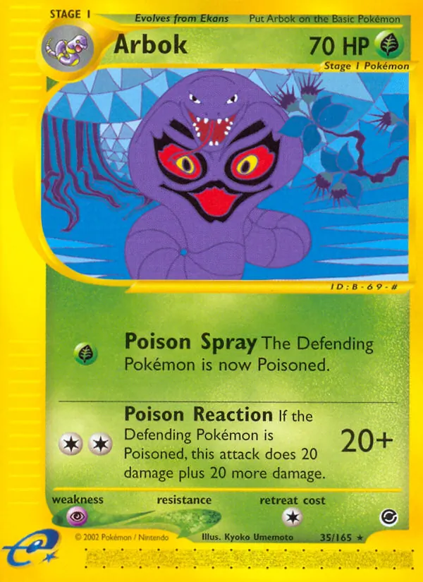 Carta Arbok, número 35/165 da coleção Expedition Base Set