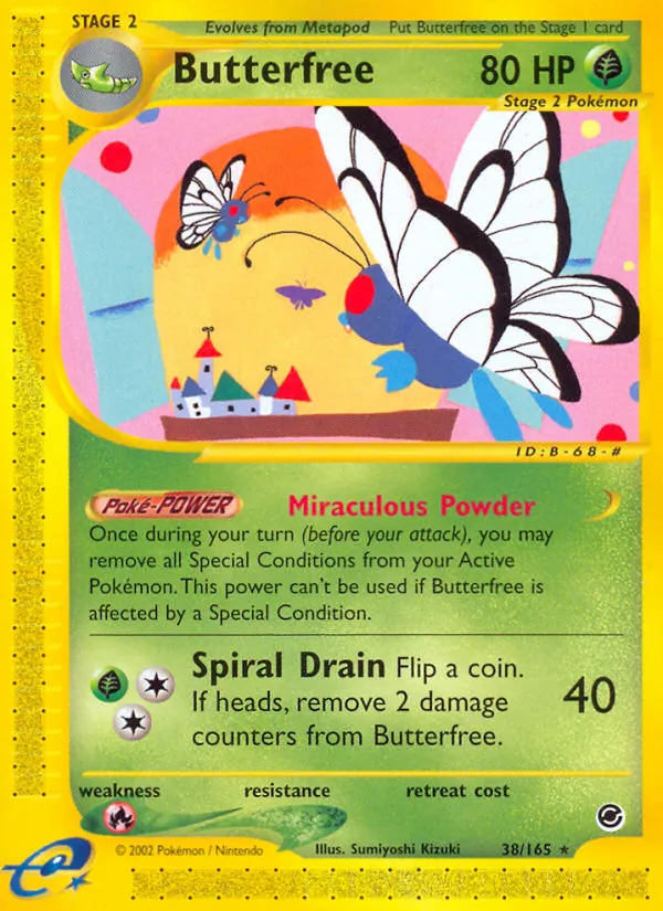 Carta Butterfree, número 38/165 da coleção Expedition Base Set