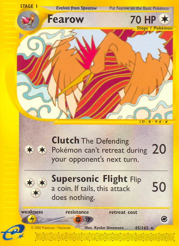 Carta Fearow, número 45/165 da coleção Expedition Base Set
