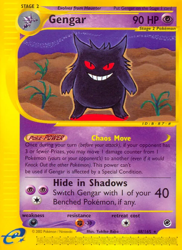 Carta Gengar, número 48/165 da coleção Expedition Base Set