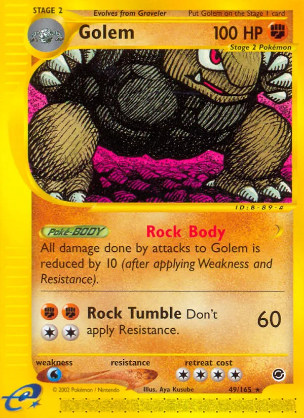 Carta Golem, número 49/165 da coleção Expedition Base Set