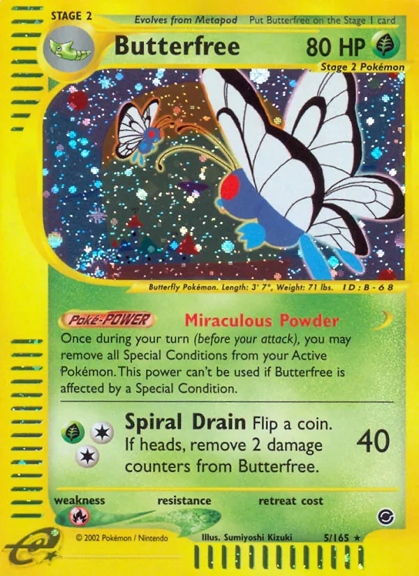 Carta Butterfree, número 5/165 da coleção Expedition Base Set