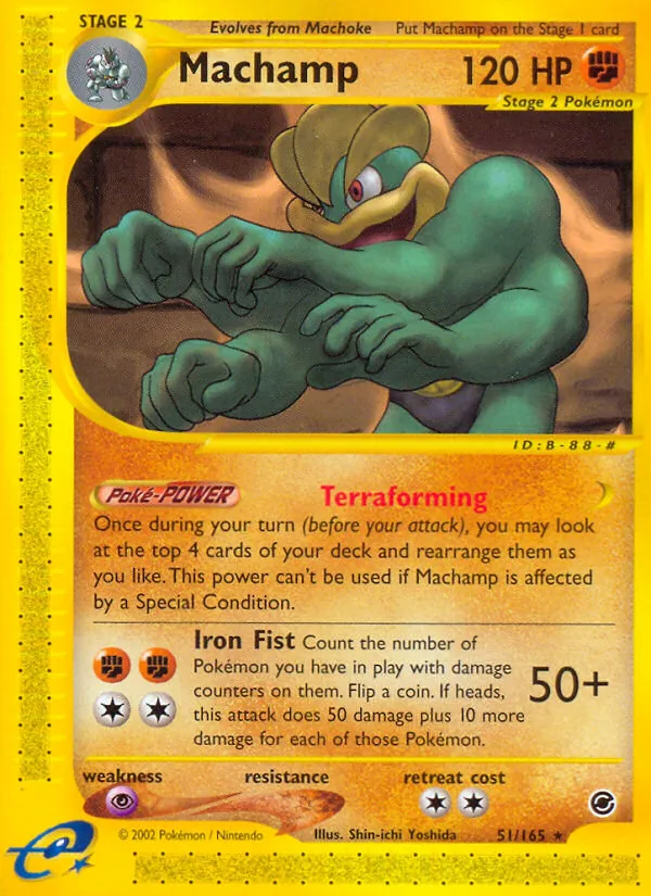 Carta Machamp, número 51/165 da coleção Expedition Base Set