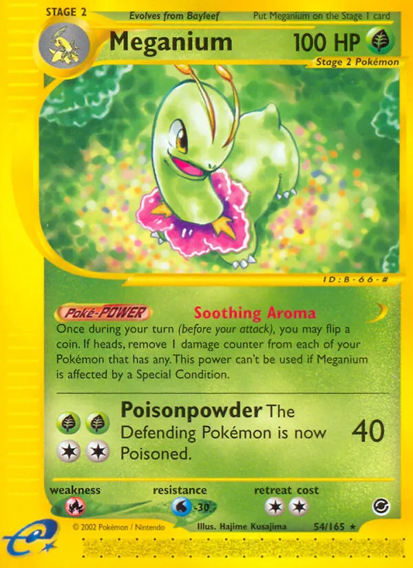 Carta Meganium, número 54/165 da coleção Expedition Base Set