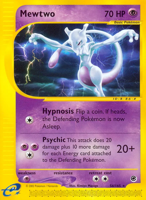 Carta Mewtwo, número 56/165 da coleção Expedition Base Set
