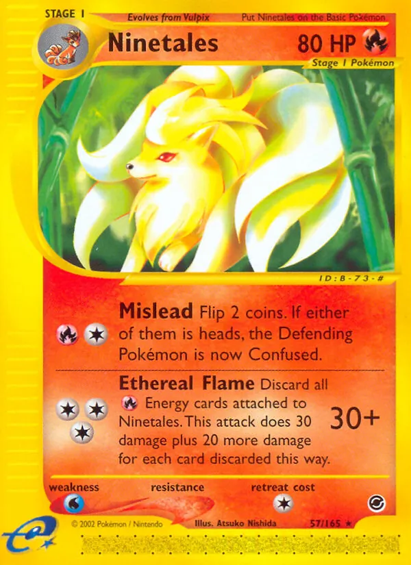 Carta Ninetales, número 57/165 da coleção Expedition Base Set