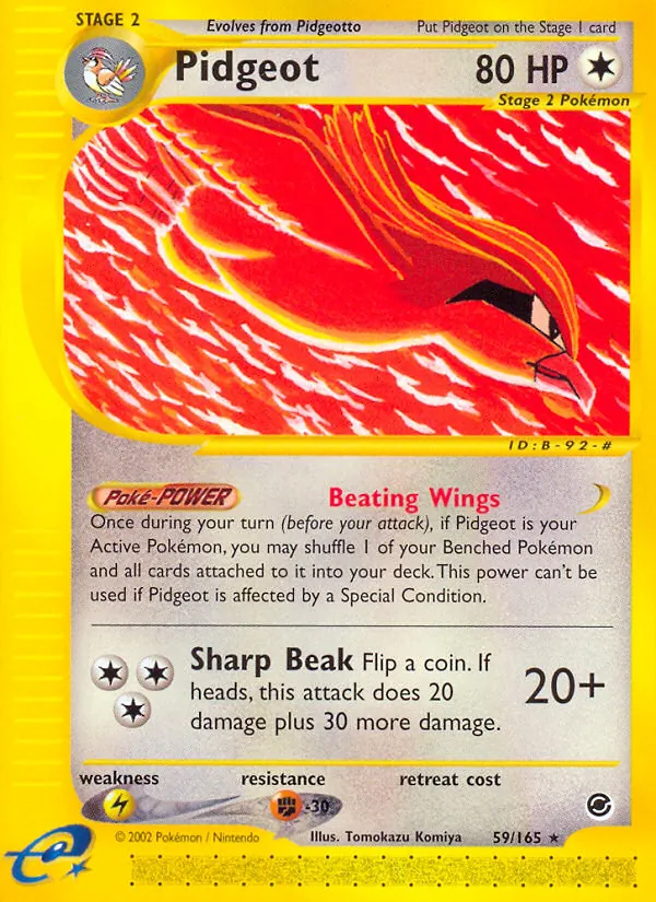 Carta Pidgeot, número 59/165 da coleção Expedition Base Set