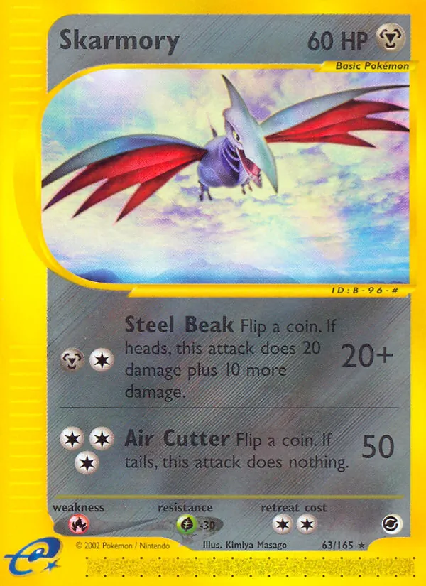 Carta Skarmory, número 63/165 da coleção Expedition Base Set