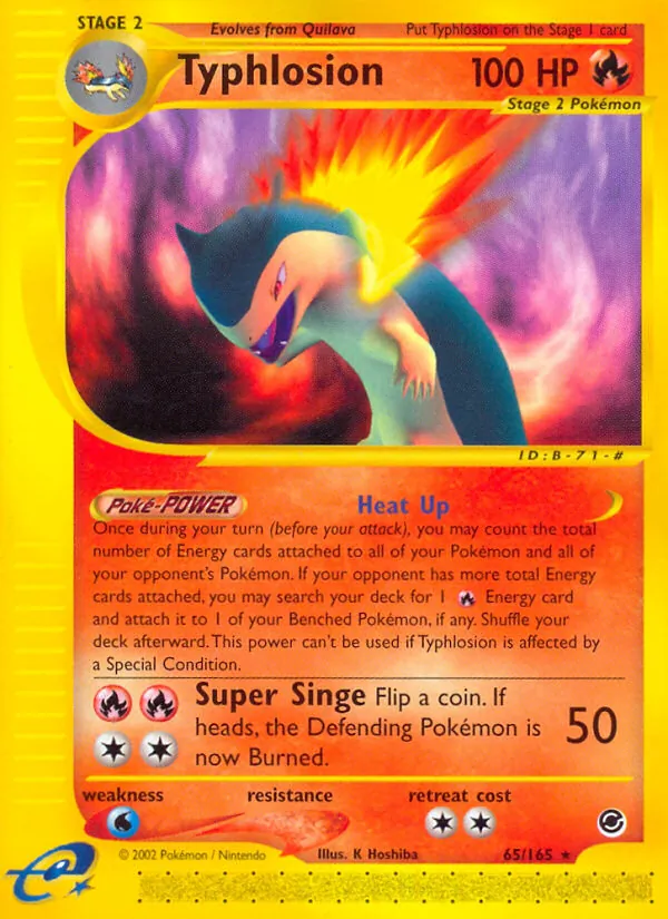 Carta Typhlosion, número 65/165 da coleção Expedition Base Set