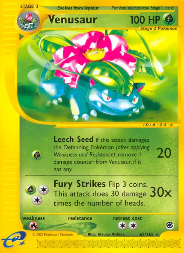Carta Venusaur, número 67/165 da coleção Expedition Base Set