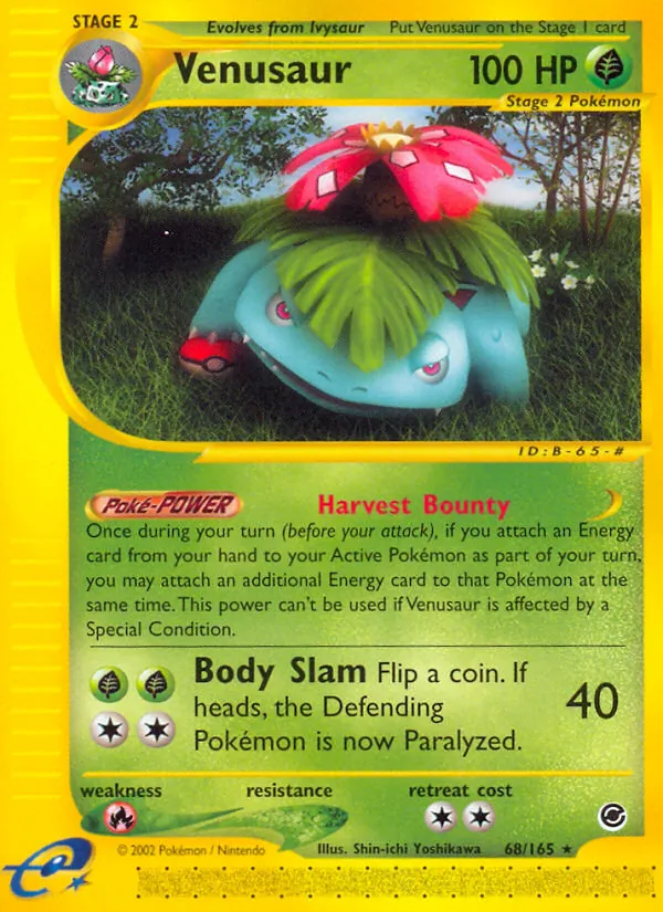 Carta Venusaur, número 68/165 da coleção Expedition Base Set