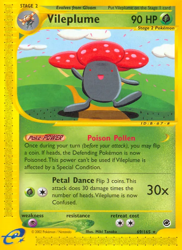 Carta Vileplume, número 69/165 da coleção Expedition Base Set