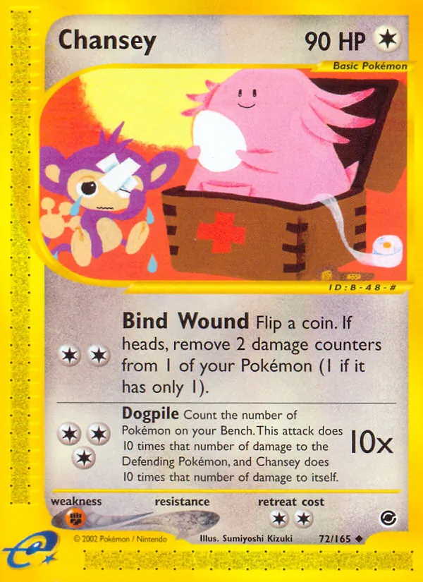 Carta Chansey, número 72/165 da coleção Expedition Base Set