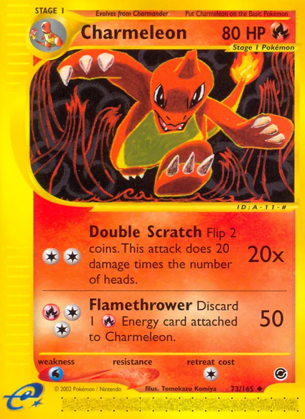 Carta Charmeleon, número 73/165 da coleção Expedition Base Set