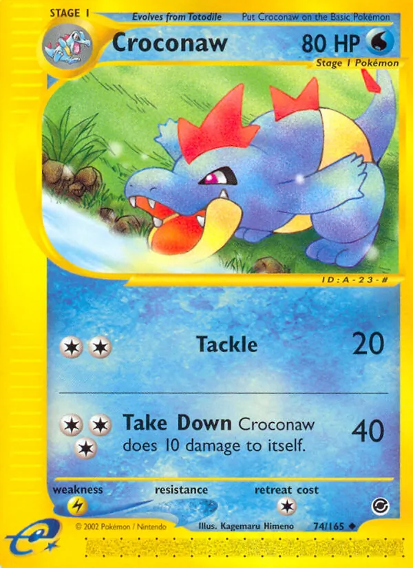 Carta Croconaw, número 74/165 da coleção Expedition Base Set