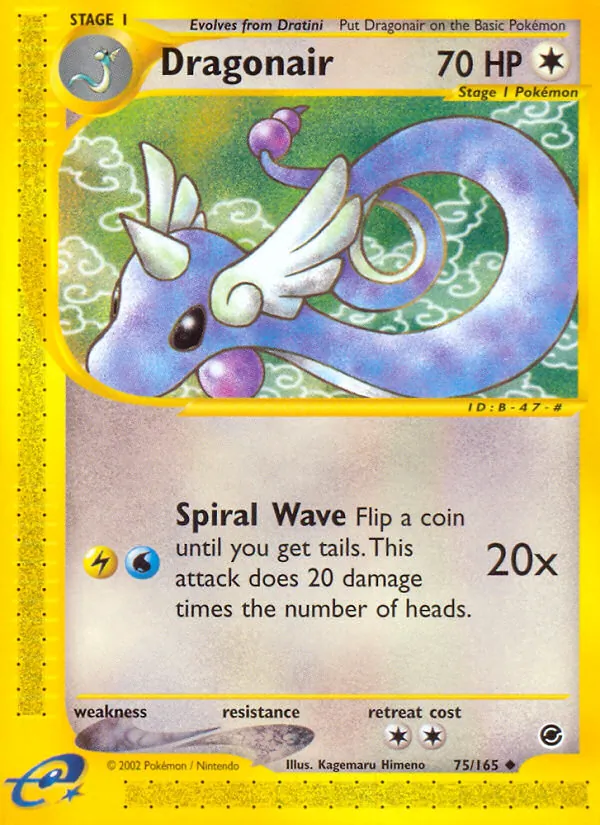 Carta Dragonair, número 75/165 da coleção Expedition Base Set
