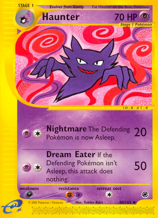Carta Haunter, número 80/165 da coleção Expedition Base Set