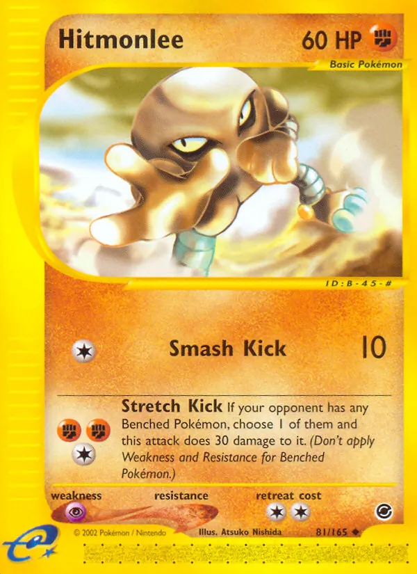 Carta Hitmonlee, número 81/165 da coleção Expedition Base Set