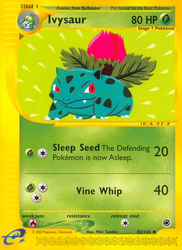 Carta Ivysaur, número 82/165 da coleção Expedition Base Set
