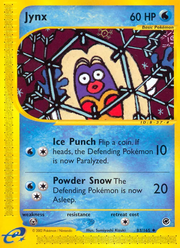 Carta Jynx, número 83/165 da coleção Expedition Base Set