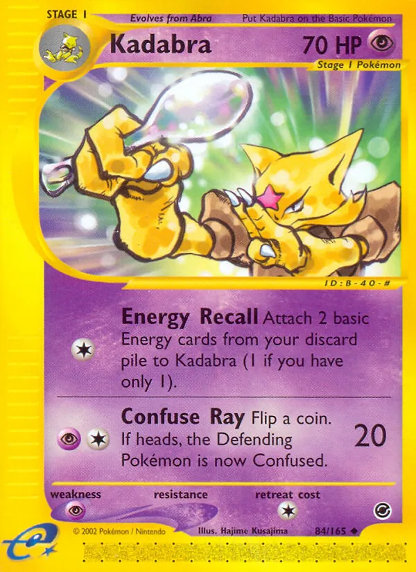Carta Kadabra, número 84/165 da coleção Expedition Base Set