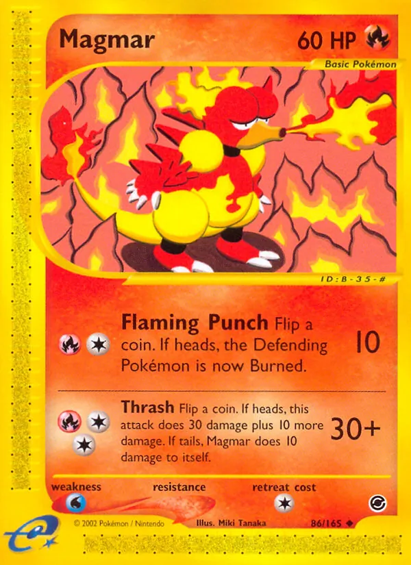 Carta Magmar, número 86/165 da coleção Expedition Base Set