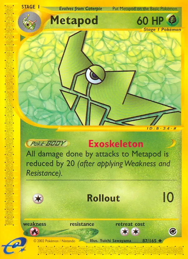 Carta Metapod, número 87/165 da coleção Expedition Base Set