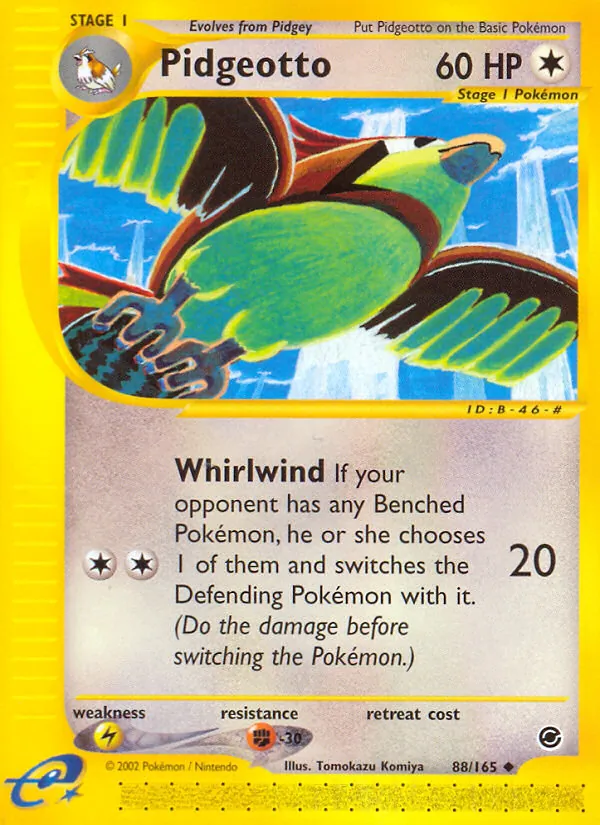 Carta Pidgeotto, número 88/165 da coleção Expedition Base Set