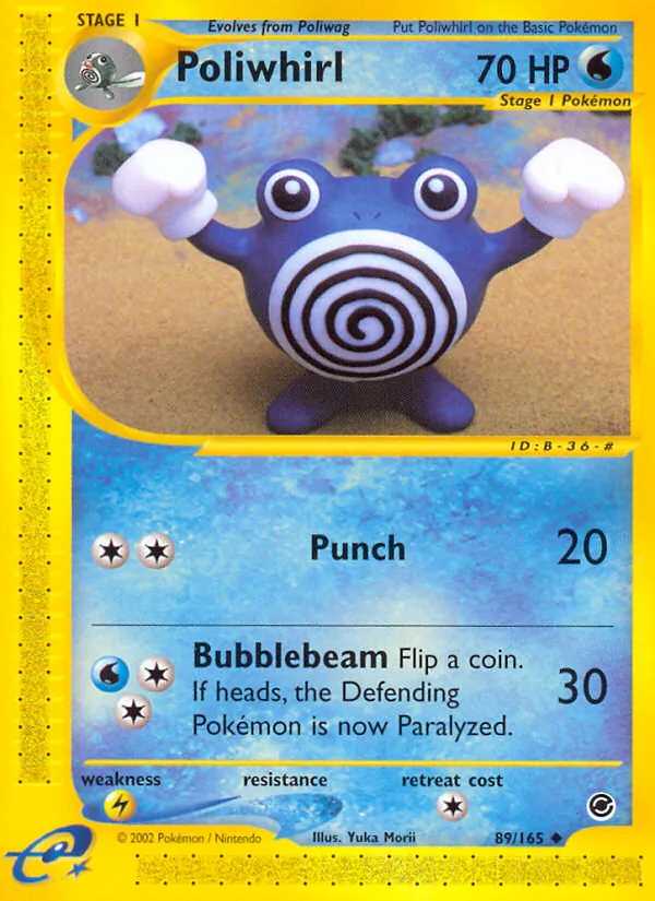 Carta Poliwhirl, número 89/165 da coleção Expedition Base Set