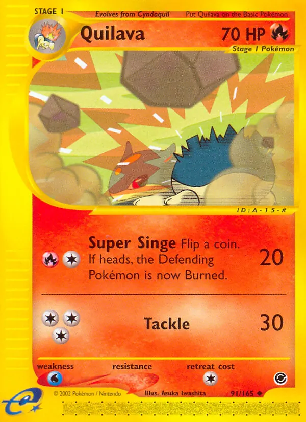Carta Quilava, número 91/165 da coleção Expedition Base Set