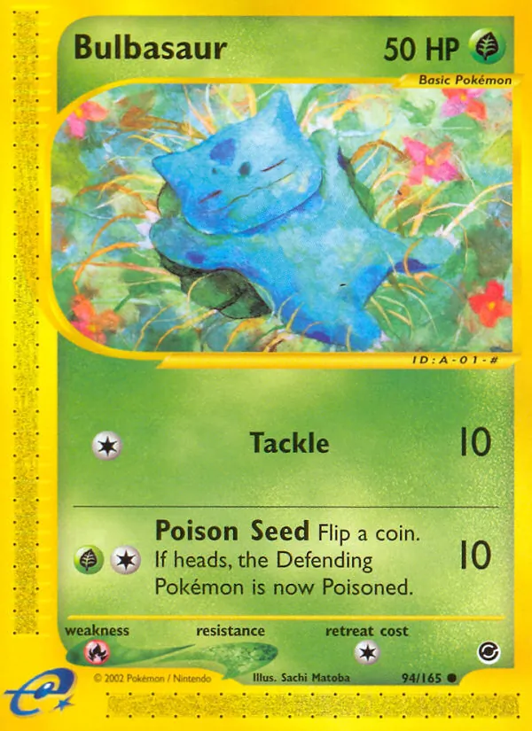 Carta Bulbasaur, número 94/165 da coleção Expedition Base Set