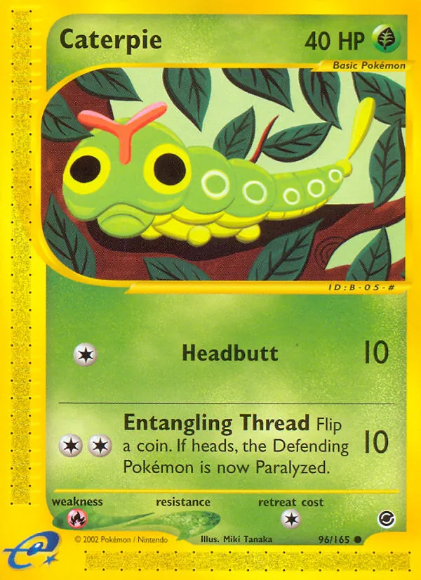 Carta Caterpie, número 96/165 da coleção Expedition Base Set