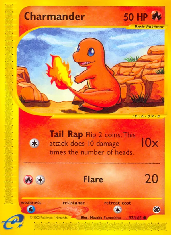 Carta Charmander, número 97/165 da coleção Expedition Base Set