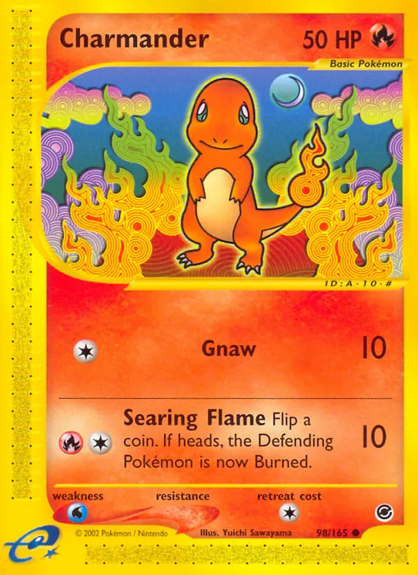 Carta Charmander, número 98/165 da coleção Expedition Base Set