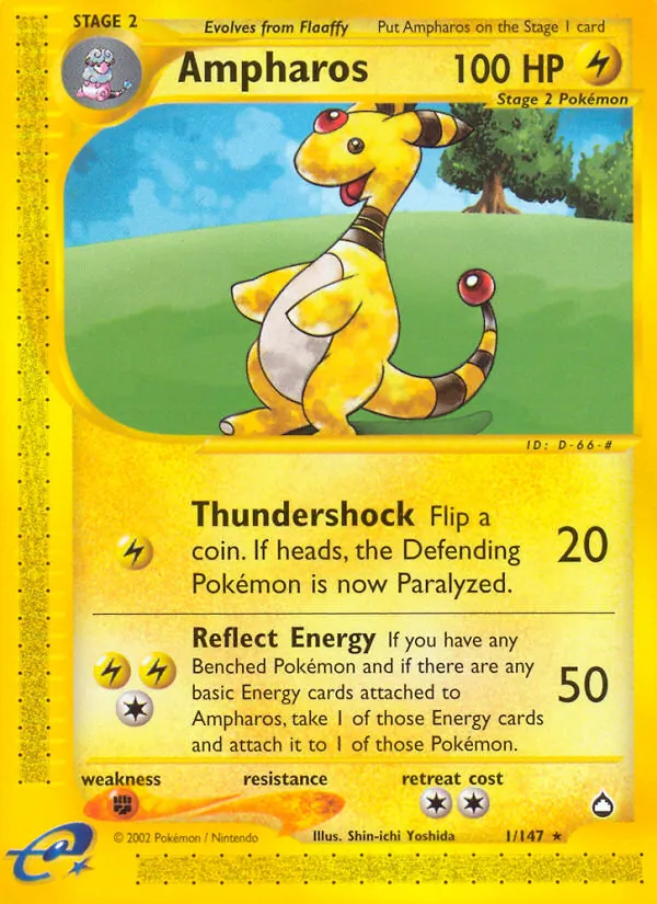 Carta Ampharos, número 1/147 da coleção Aquapolis