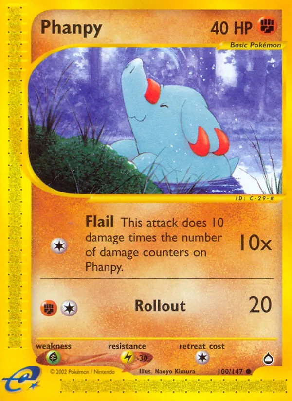 Carta Phanpy, número 100/147 da coleção Aquapolis