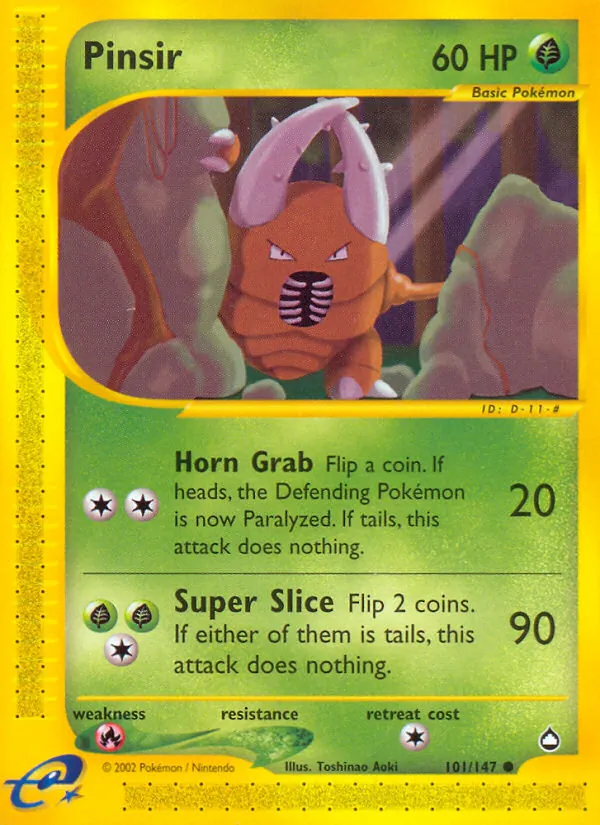 Carta Pinsir, número 101/147 da coleção Aquapolis