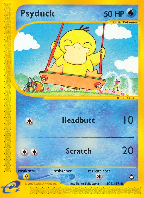 Carta Psyduck, número 104/147 da coleção Aquapolis