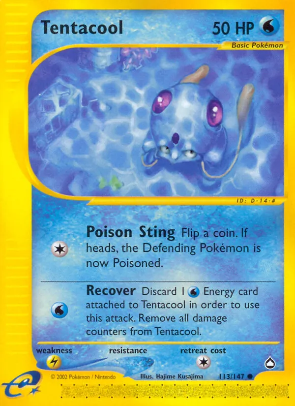 Carta Tentacool, número 113/147 da coleção Aquapolis