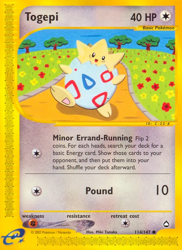 Carta Togepi, número 114/147 da coleção Aquapolis